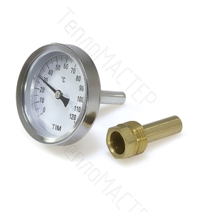 TIM Термометр с гильзой диапазон измерения от  0 до 120 гр присоединение 1/2\" (1/60)